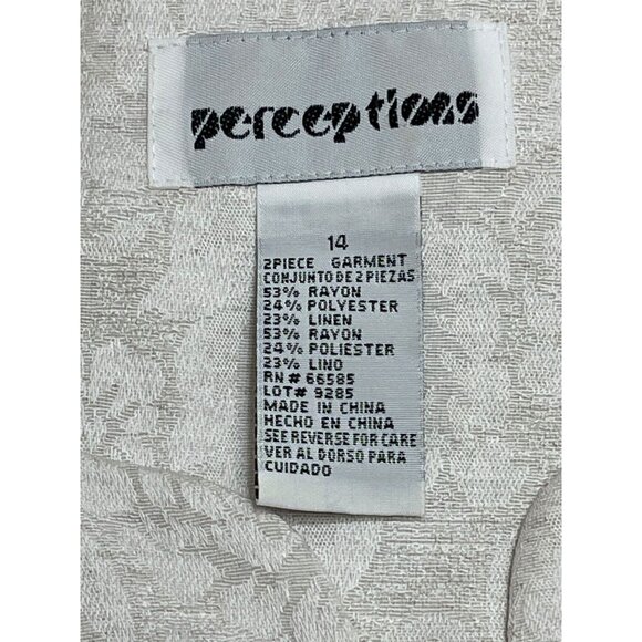 Perceptions Womens Floral Textured Jacket Size 14 Rayon/Polyester/Linen Blend - Picture 4 of 12